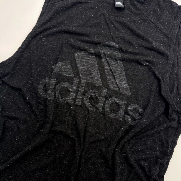 Adidas Womens Black Heathered Graphic Logo Sleeveless Activewear Tank Top M - Picture 2 of 2